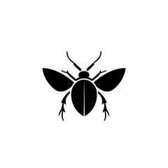 Stylized flat black icon of a bee with distinct wings and body features on a plain background