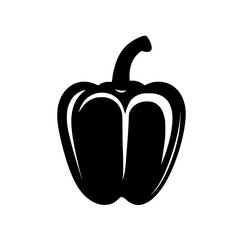 Black icon of a bell pepper depicting a simple, flat design suitable for multiple creative applications