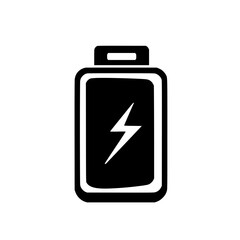 Fototapeta premium Icon representing a flat black battery with a lightning bolt symbol for charge indication