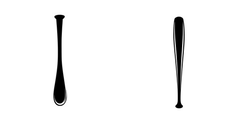 Flat black icon representing baseball bats in a minimalist design, suitable for sports-related applications and graphic design