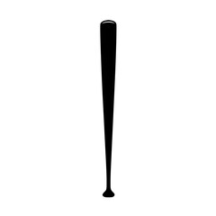 Minimalist black icon representing a baseball bat commonly used in sports and recreational activities for striking balls and training