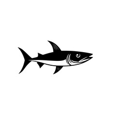 Black icon of a fish displaying a streamlined body and facial features against a plain background