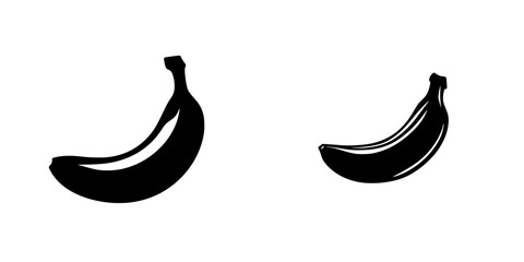 Flat black bananas icon representing healthy food choices in a minimalist design for culinary apps and websites