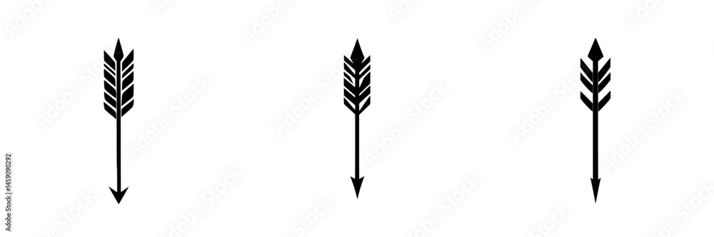 Poster black icon set featuring sleek arrow designs for directional representation and visual guidance in v