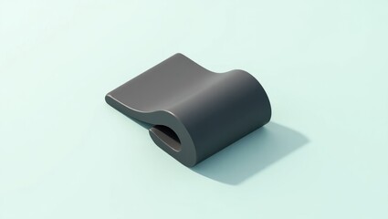 Wrist Rest. Vertical mouse Cup washer Magsafe ring Scalp scrubber Phone Holder Opus clip Oura momuse Burrow furniture Matte black curved modern abstract sculpture on light mint background, minimalist