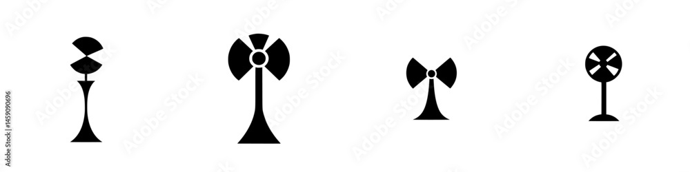 Poster flat black icons depicting different types of fans in a minimalistic style suitable for design and t