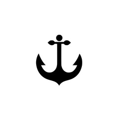 Black anchor icon representing maritime themes and nautical activities for design and branding purposes
