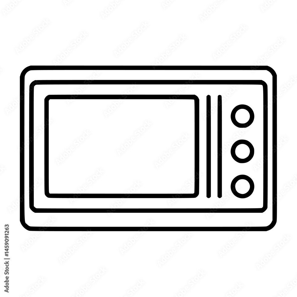 Aufkleber microwave appliance icon depicting a flat black outline design suitable for various digital applicat