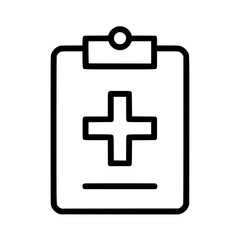 Medical report icon depicting a clipboard with a cross symbol to represent healthcare services and documentation
