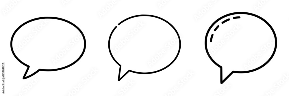 Poster flat black dialogue bubble icons representing conversation or communication concepts