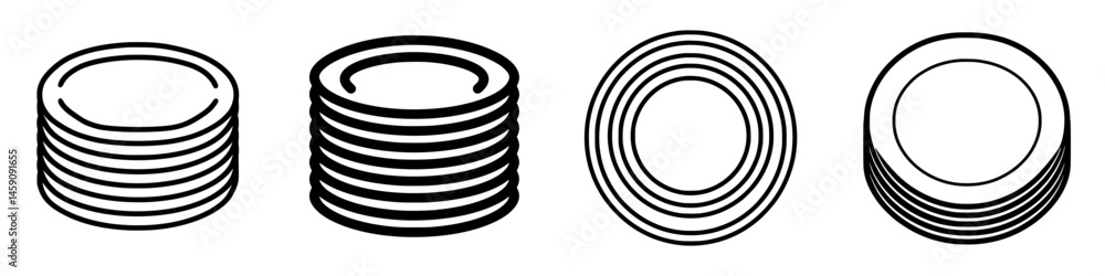 Poster flat black icon of stacked circular objects representing simplicity and minimalism design ideal for 