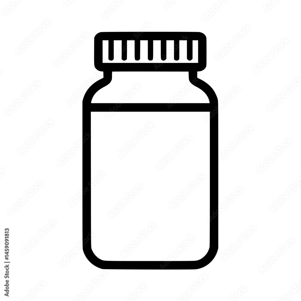 Poster flat black icon of a jar with a lid, suitable for various graphic design applications and digital us