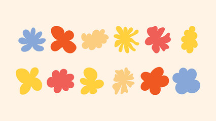 Vector collection of playful hand drawn stars, abstract florals, and design stickers — perfect for packaging projects, branding kits, prints and social platforms.