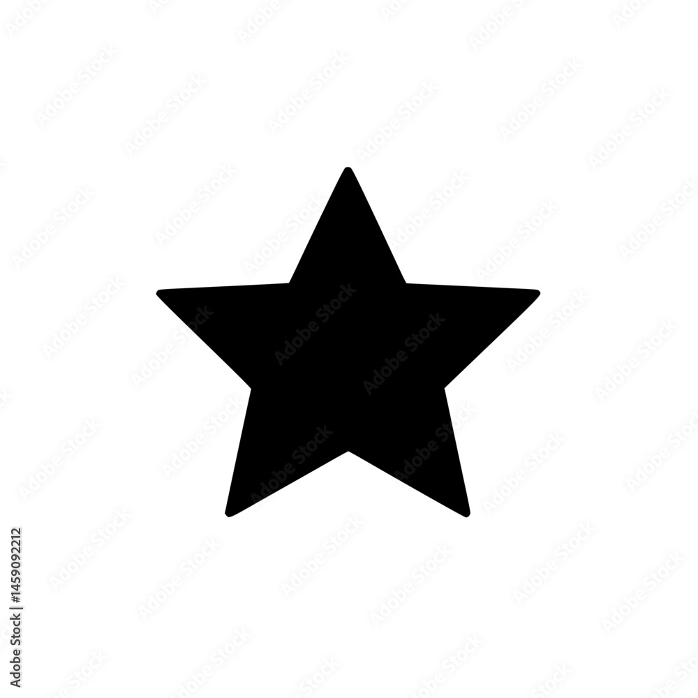 Poster star icon designed in a flat black style for minimalistic graphic applications and user interfaces