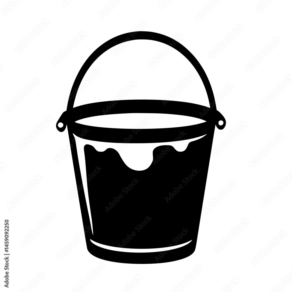 Poster simple flat black icon of a bucket showing clean and smooth edges designed for general use or graphi