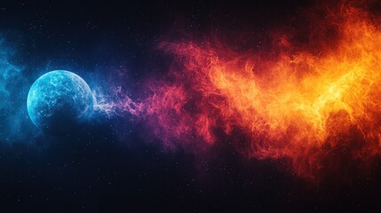 Obraz premium Cosmic fiery clash