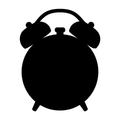 Alarm clock silhouette signifying time, urgency, reminders and deadlines in black