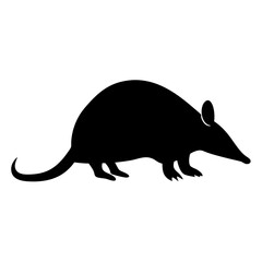 Detailed Black Silhouette of a Bandicoot, An Australian Marsupial