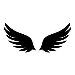 Black silhouette of spread wings of an angel or bird drawing, illustration