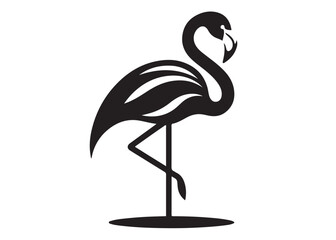Vector flamingo logo silhouette vector, silhouette of flamingo logo icon, tropical wildlife flamingo logo silhouette, simple black an white flamingo vector silhouette isolated on a white background