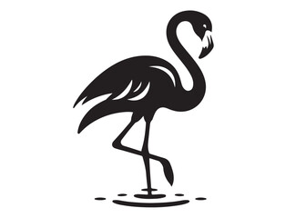 Vector flamingo logo silhouette vector, silhouette of flamingo logo icon, tropical wildlife flamingo logo silhouette, simple black an white flamingo vector silhouette isolated on a white background