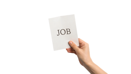 hand holding a word job isolated