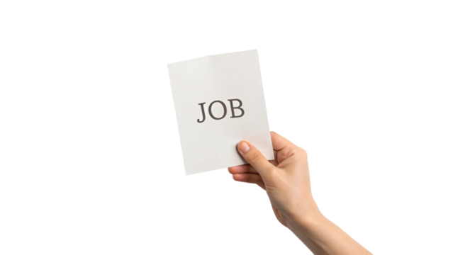 hand holding a word job isolated