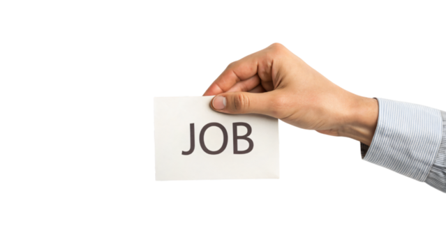 hand holding a word job isolated