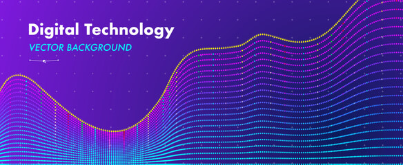 Digital technology banner dotted chart bright neon style for business, presentation vector