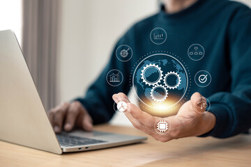 Digital Automation and Business Optimization Concept.  workflow development Business process...