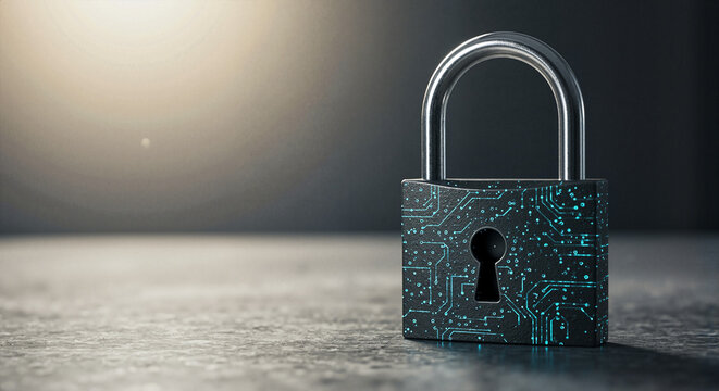 Digital lock symbolizing security against a blurred background  