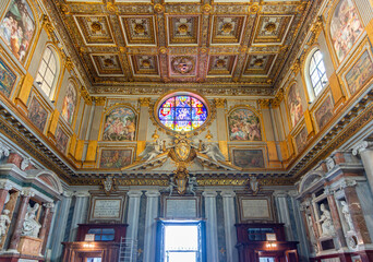 Interiors of Santa Maria Maggiore basilica in Rome, Italy