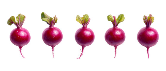 Pack of Fresh Red Radishes Vibrant Produce Image set against transparent background