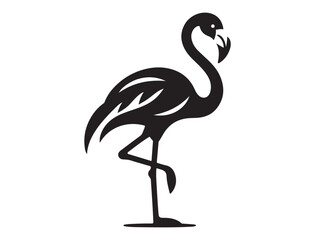 Vector flamingo logo silhouette vector, silhouette of flamingo logo icon, tropical wildlife flamingo logo silhouette, simple black an white flamingo vector silhouette isolated on a white background