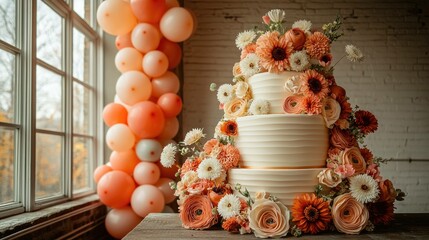 Elegant floral arrangement with orange and white flowers for celebrations and events