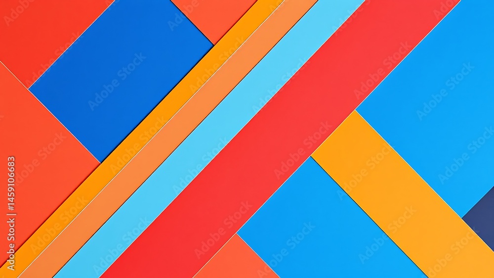 Poster abstract colorful geometric composition featuring overlapping shapes and striking visual harmony