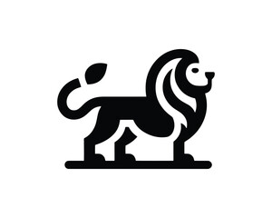 Lion icon in simple black and white flat modern style