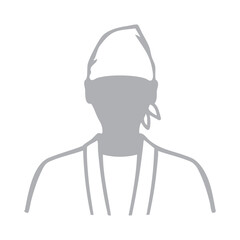 飲食店店員、職人の男性シルエットイラスト　グレー