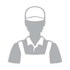 飲食店店員の男性シルエットイラスト　グレー