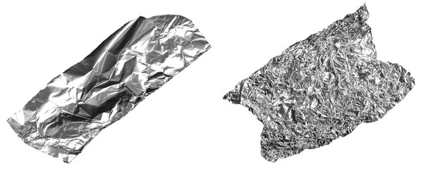 Crumpled Foil Strip Collection in Realistic Shiny Silver Textures Isolated on a Transparent or White Background