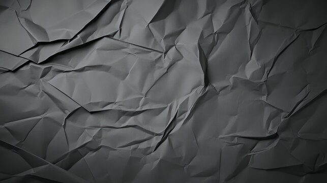 Crumpled dark gray paper texture background