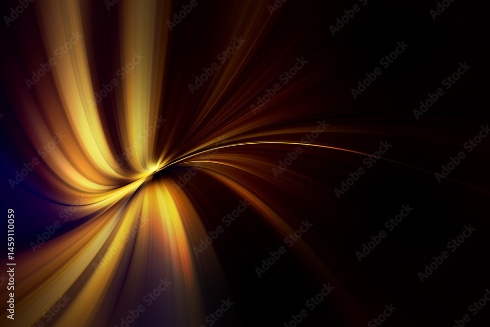 Poster modern bright abstract dynamic line wave curve soft light gradient neon brown yellow gold on black b