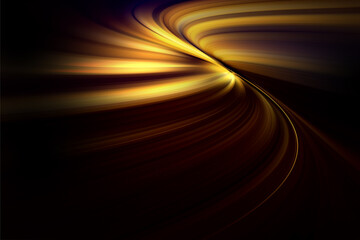 Modern bright abstract dynamic line wave curve soft light gradient neon brown yellow gold on black background design for graphics pattern web illustration technology digital backdrop wallpaper poster