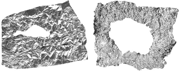 Aluminum Foil With Punch Hole Texture and Wrinkled Effects Isolated on a Transparent or White Background