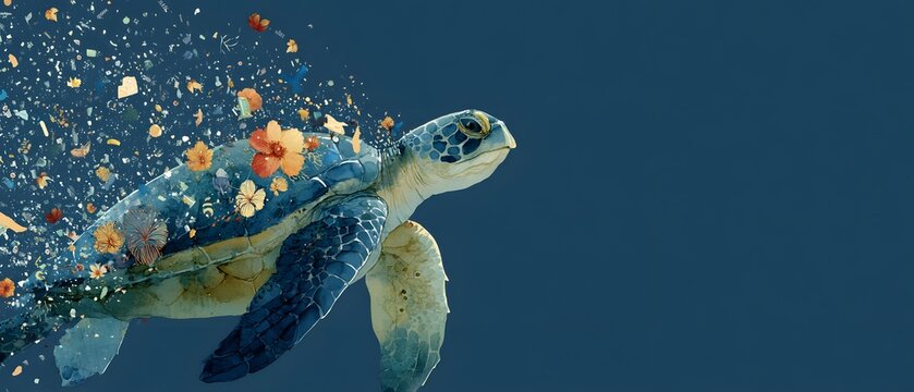 Celebrating world ocean day a majestic sea turtle swimming above coral reefs in vibrant waters