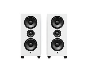 Fototapeta premium Dynamic pair of white speakers on a transparent background