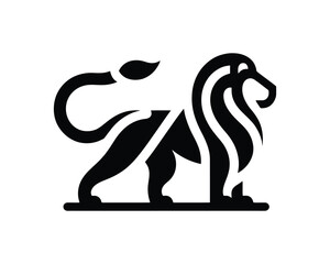 Lion emblem in modern minimalist full body layout