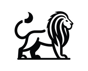 Lion logo design with clean bold minimal line style