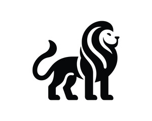 Lion symbol in clean flat black and white aesthetic