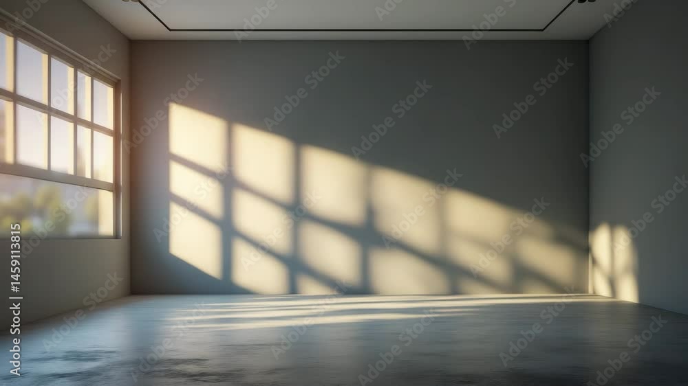 Poster abstract gray studio background for product presentation in empty room with window shadows and copy 